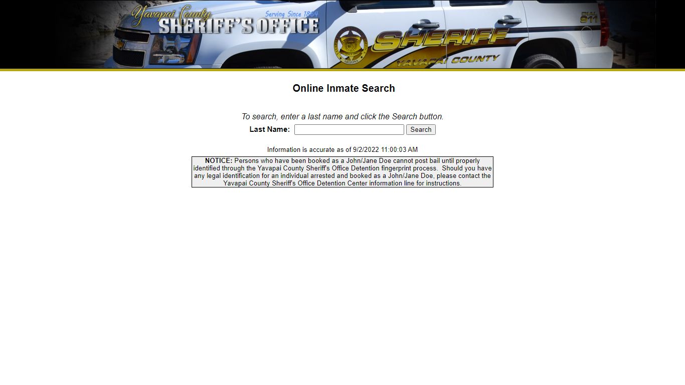 YCSO Inmate Search